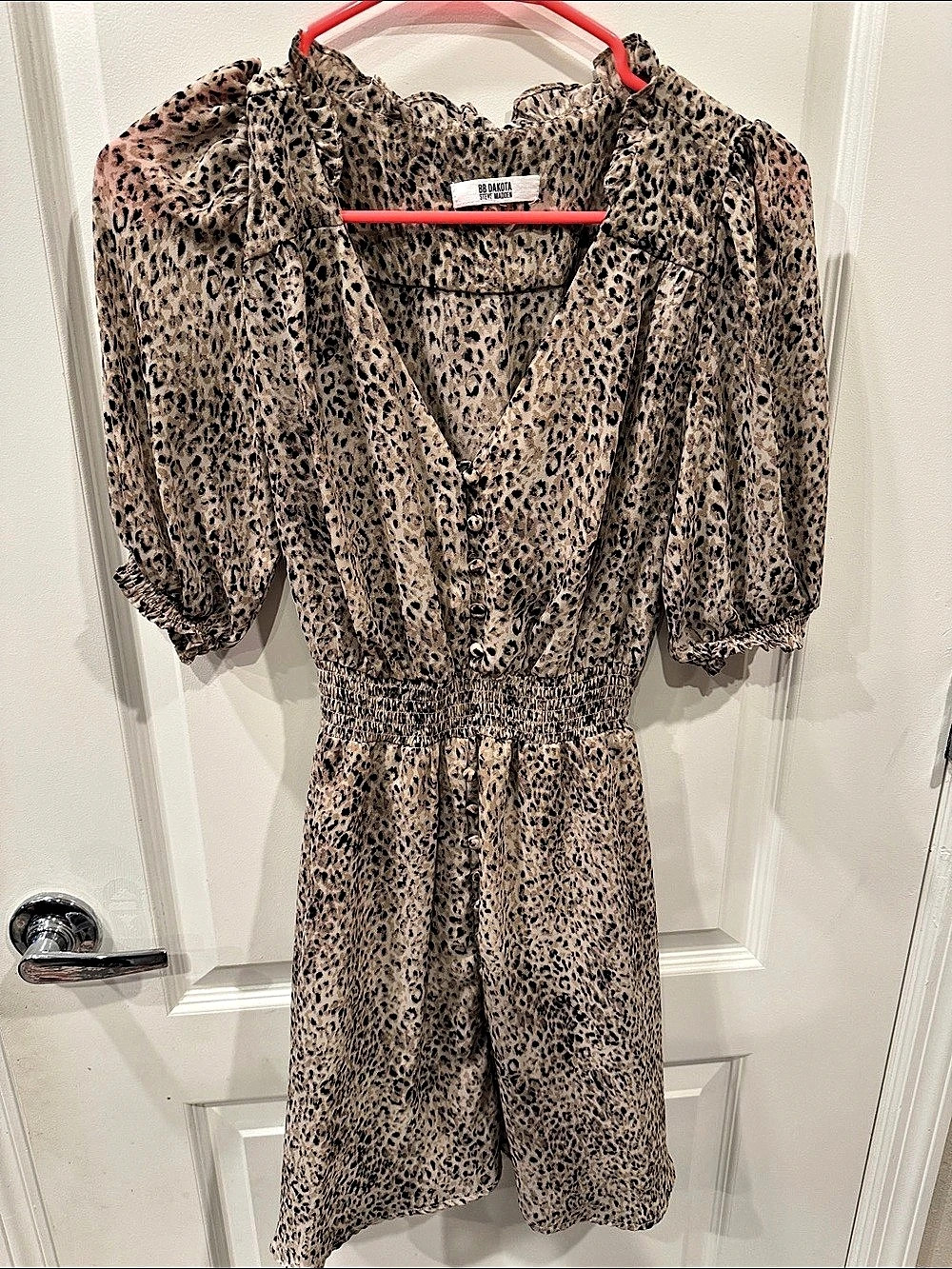 BB Dakota Steve Madden Leopard Print Mini Dress XS Like New